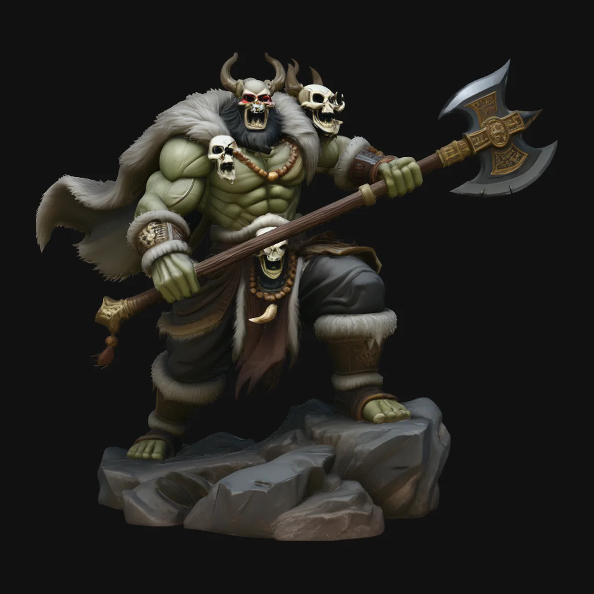 Orc Skull Trophy Warrior Statue Design 1