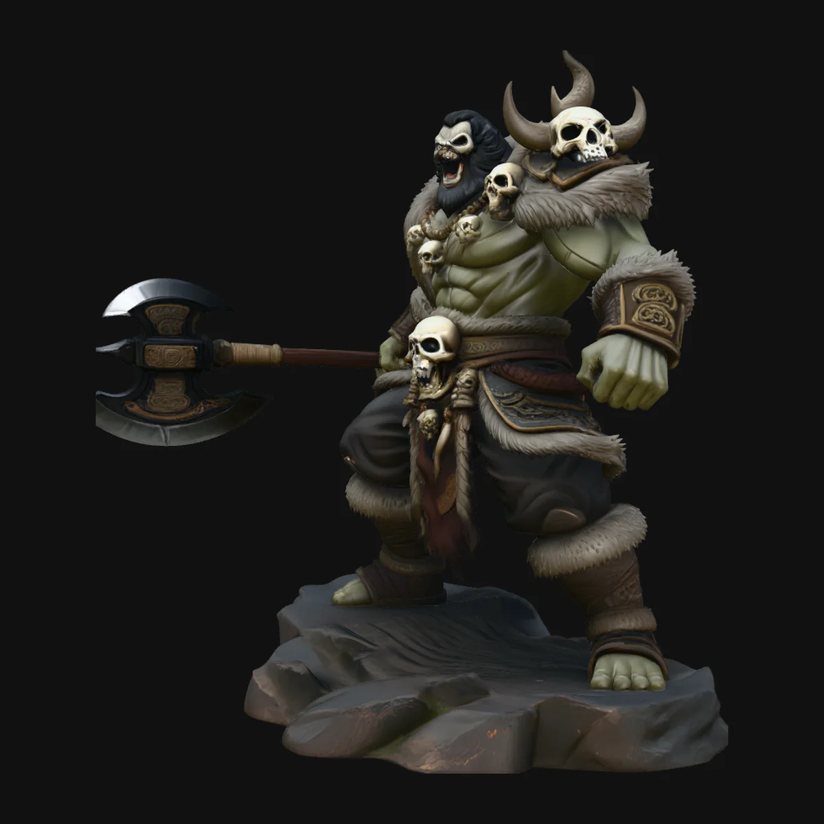 Orc Skull Trophy Warrior Statue Design 2