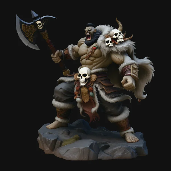 Orc Skull Trophy Warrior Statue Design 3