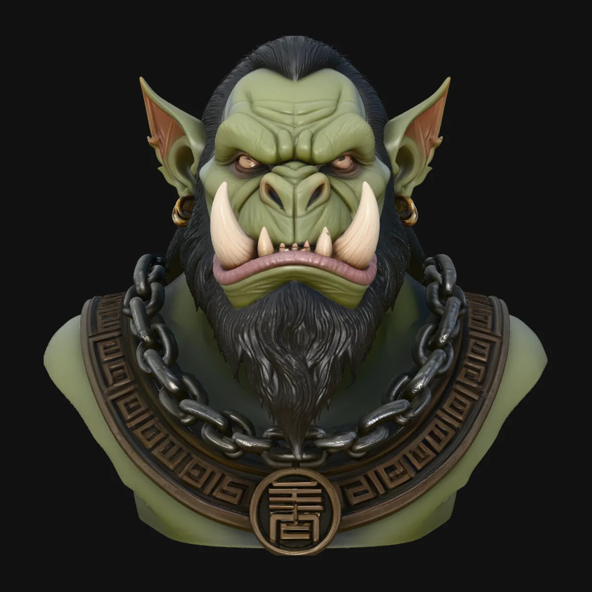 Orc Warlord Bust Statue Design 1