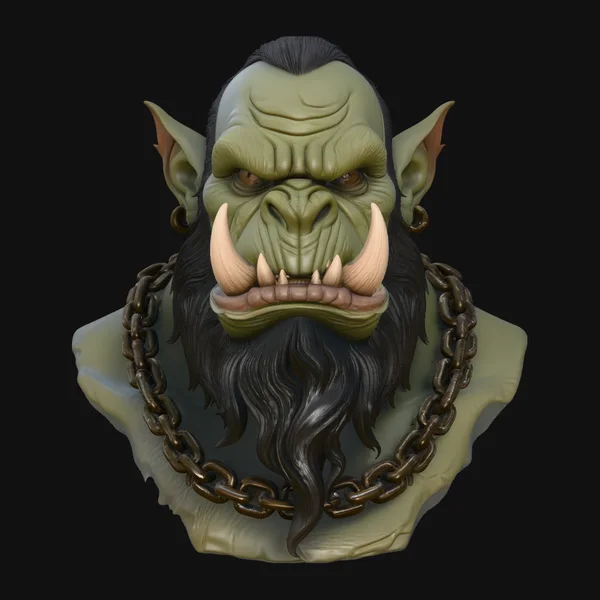 Orc Warlord Bust Statue Design 2