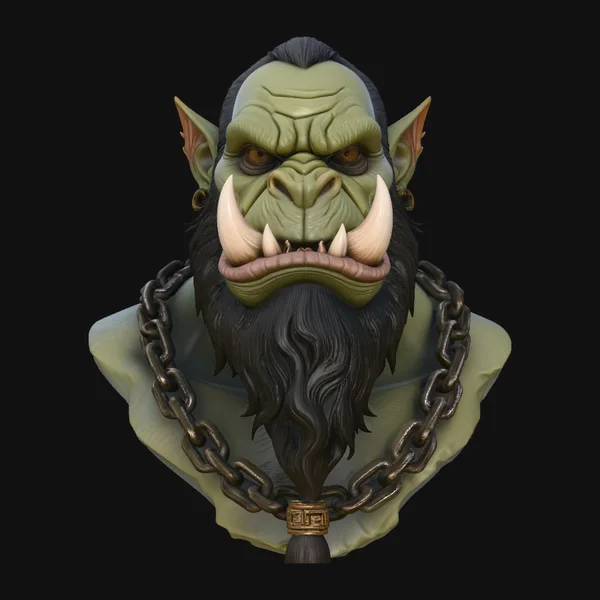 Orc Warlord Bust Statue Design 3