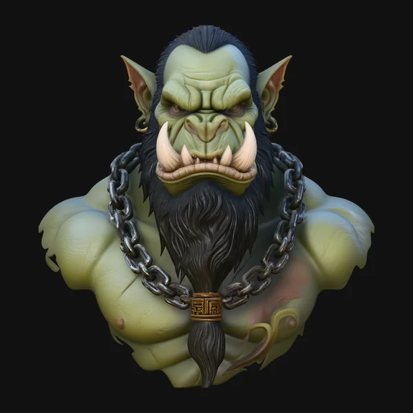 Orc Warlord Bust Statue Design 4