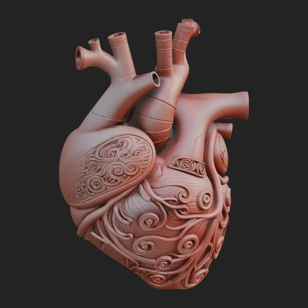 Ornate Anatomical Heart Statue Design 1