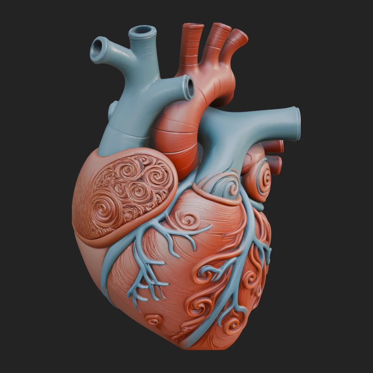Ornate Anatomical Heart Statue Design 3