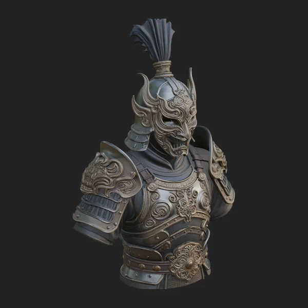 Ornate Asian Armor Bust Statue Design 3