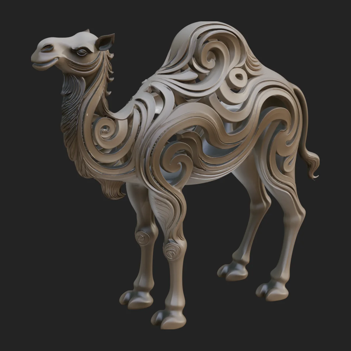 Ornate Carved Camel Statue Design 1