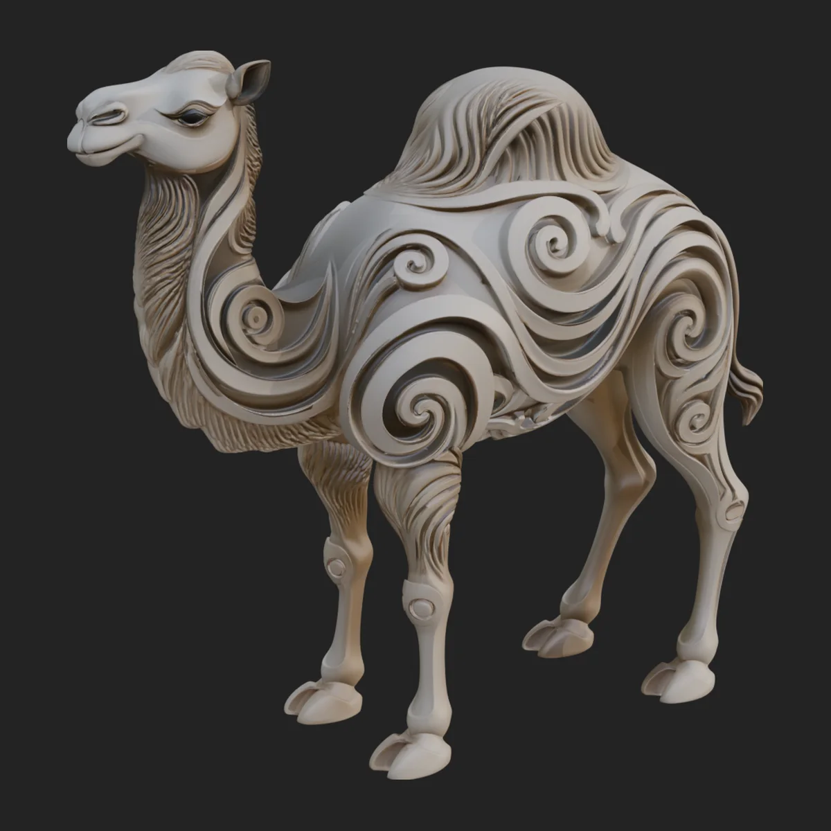 Ornate Carved Camel Statue Design 2