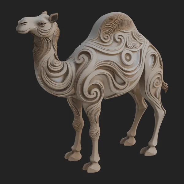 Ornate Carved Camel Statue Design 3