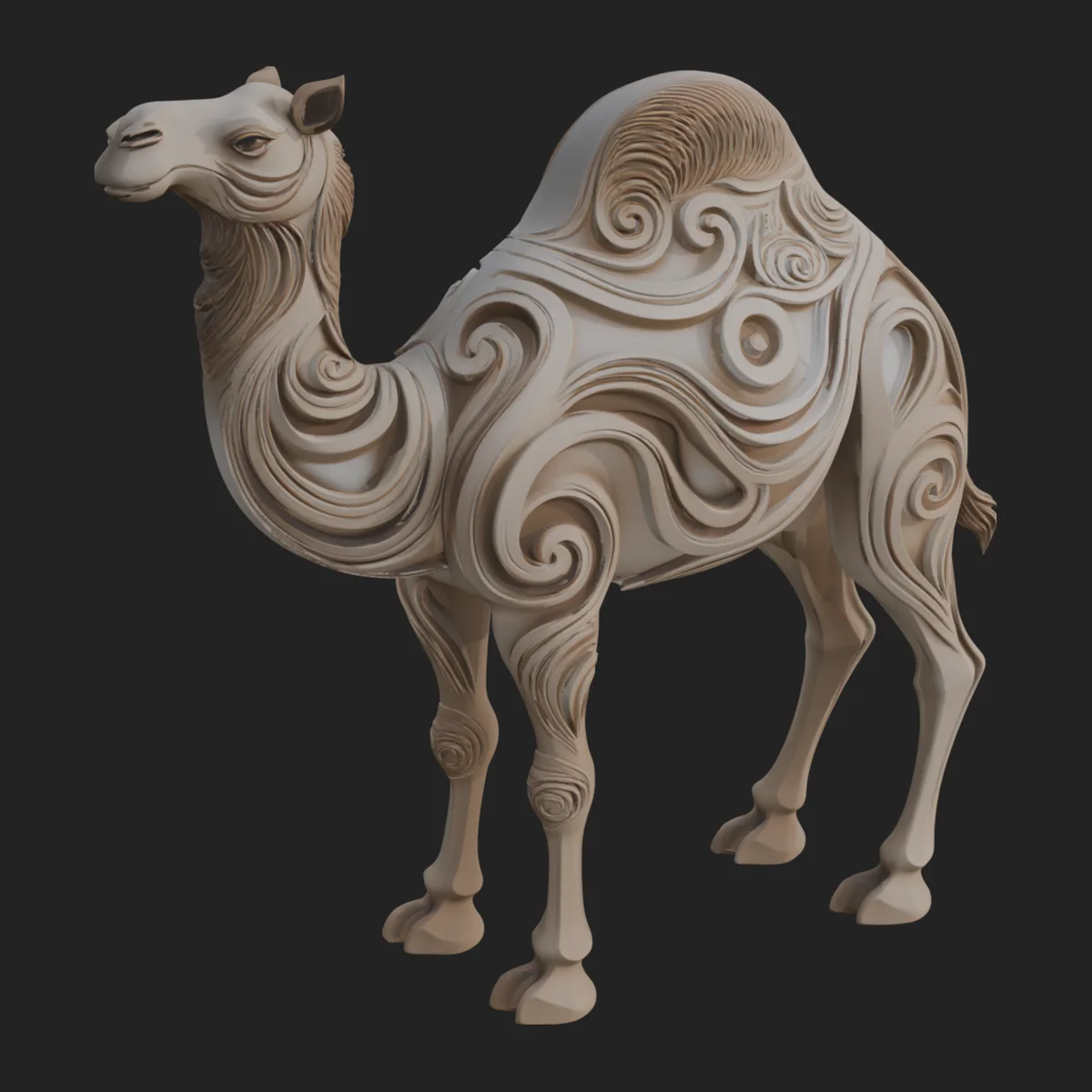 Ornate Carved Camel Statue Design 3