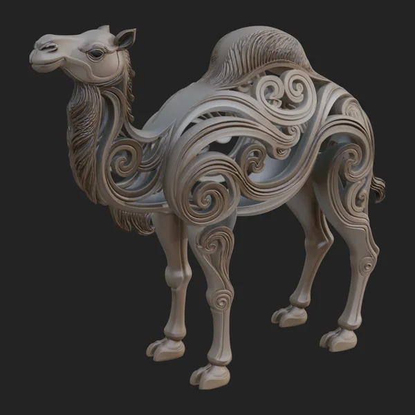Ornate Carved Camel Statue Design 4