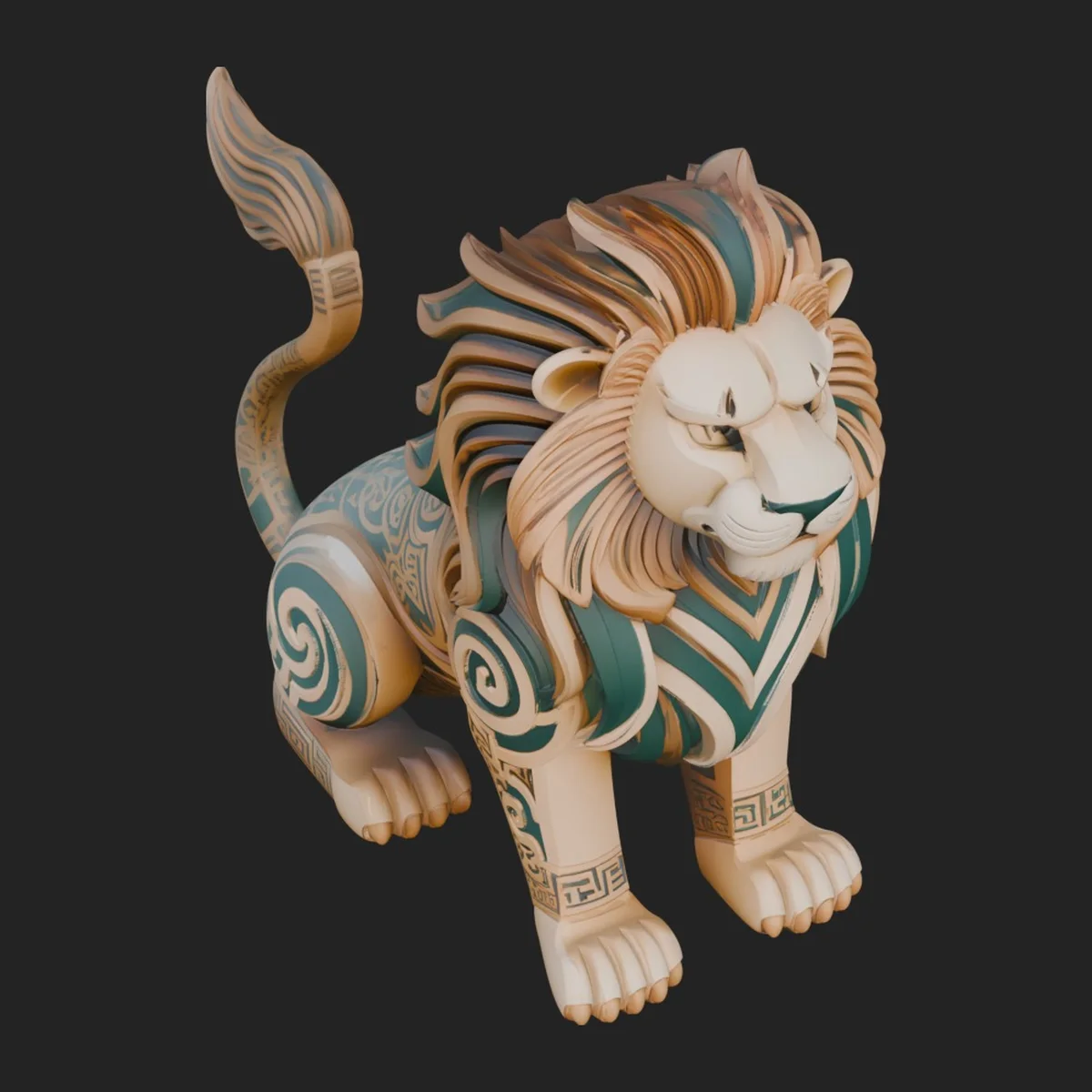 Ornate Carved Lion Statue Design 1