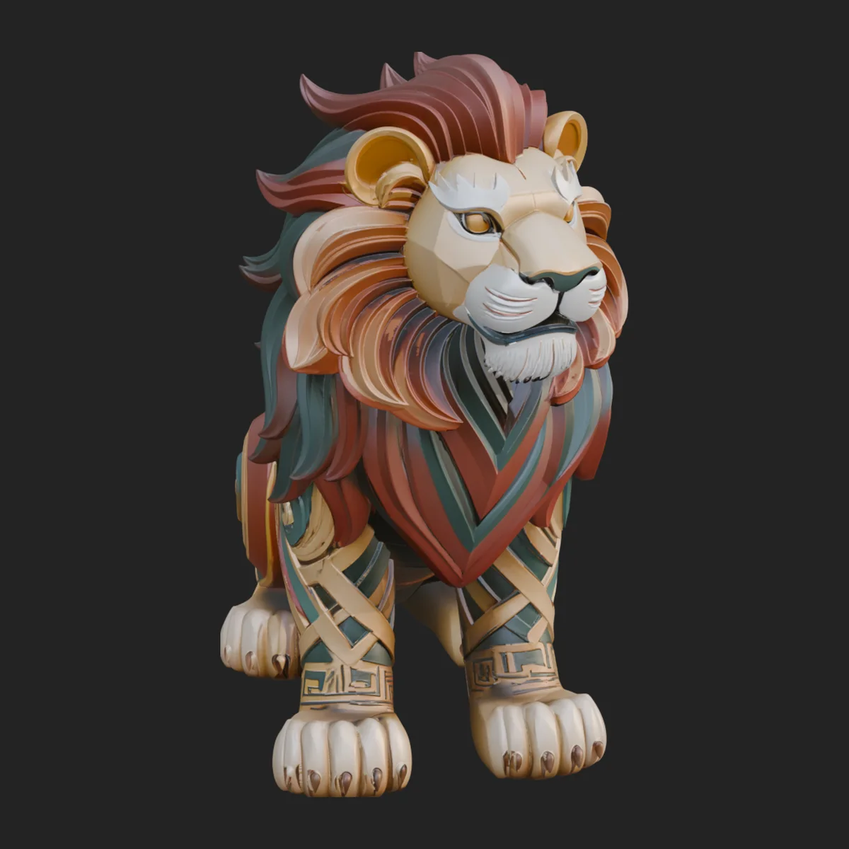 Ornate Carved Lion Statue Design 2