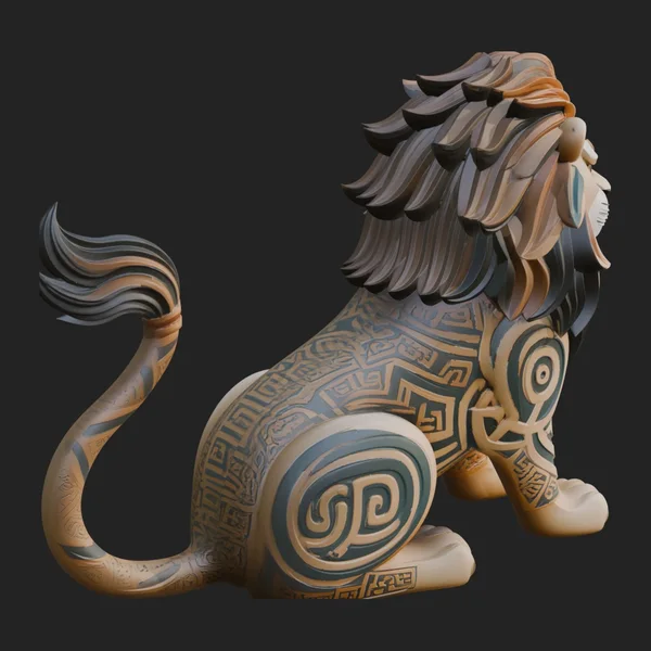 Ornate Carved Lion Statue Design 3