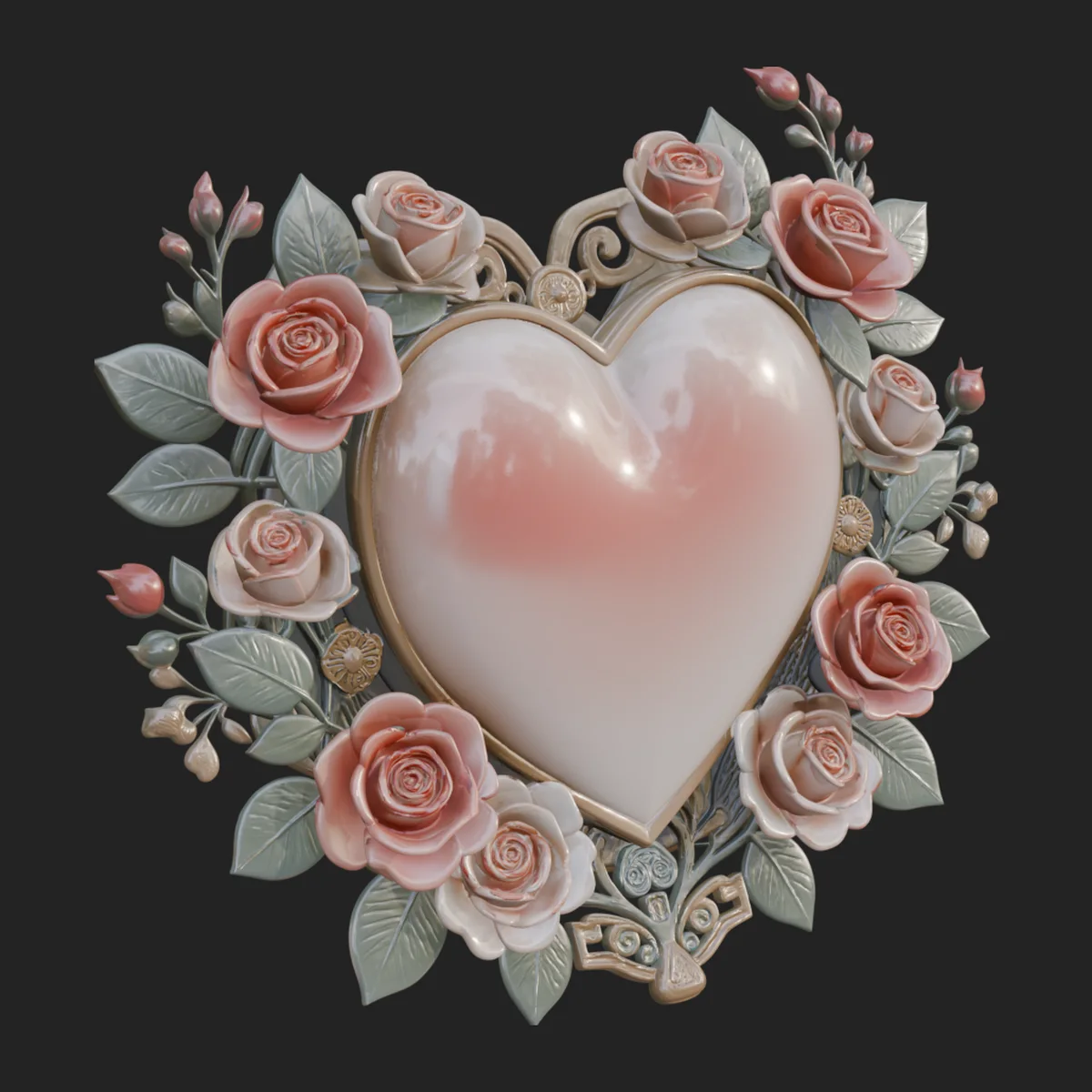 Ornate Framed Heart Plaque Design 39