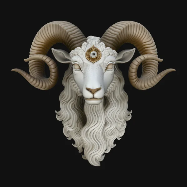 Ornate Ram Head Wall Mount Design 1