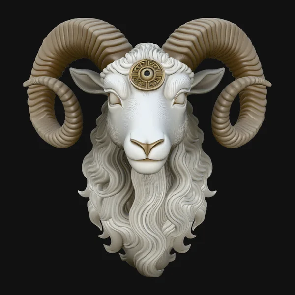 Ornate Ram Head Wall Mount Design 2