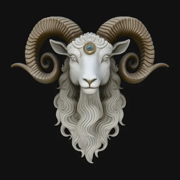 Ornate Ram Head Wall Mount Design 3