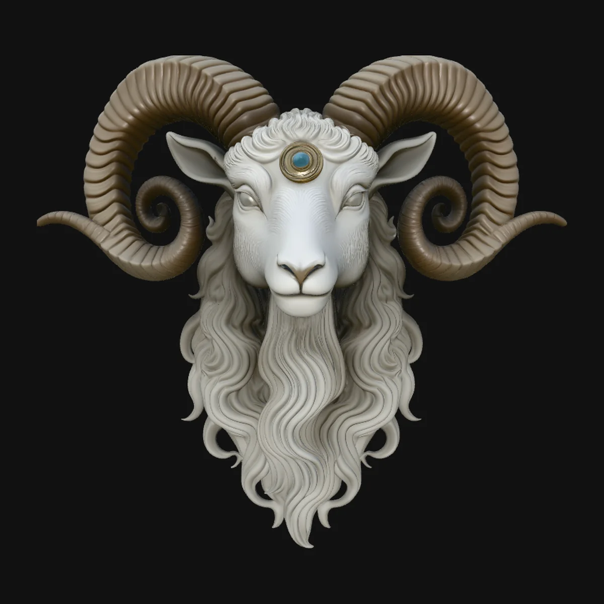 Ornate Ram Head Wall Mount Design 3