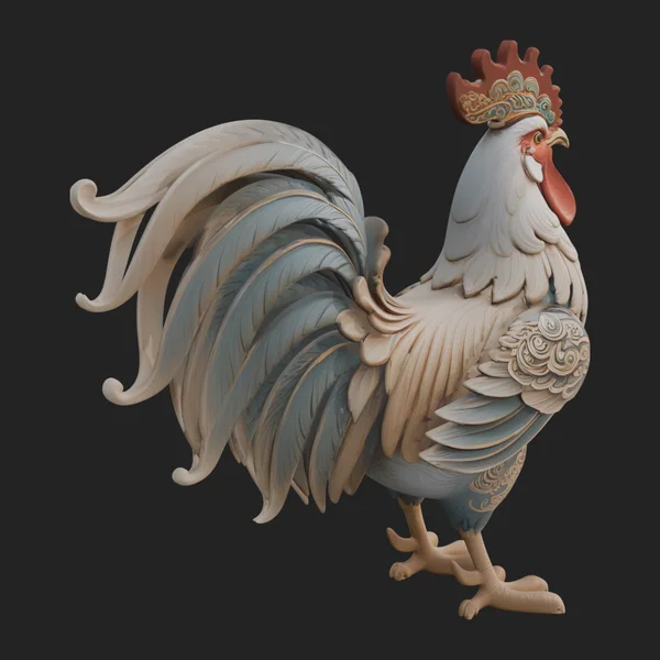 Ornate Rooster Statue Design 2