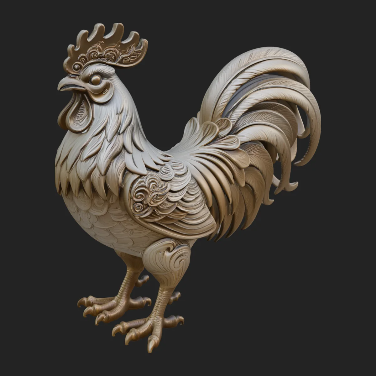 Ornate Rooster Statue Design 3