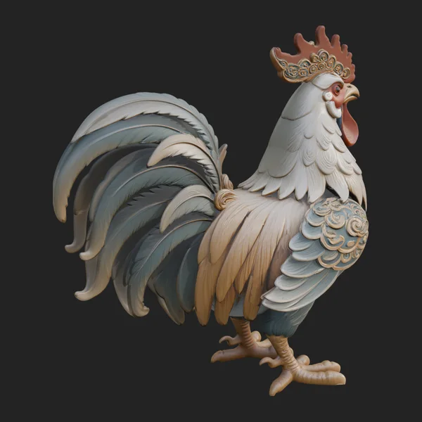 Ornate Rooster Statue Design 4