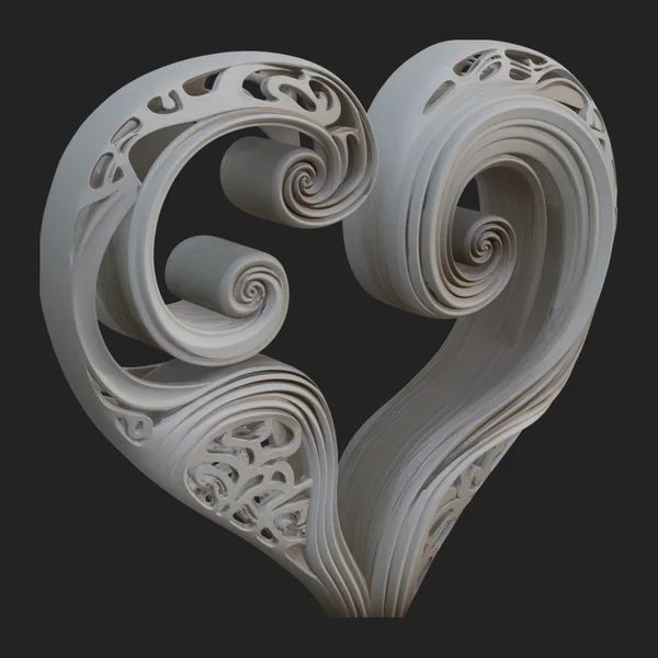 Ornate Swirling Heart Statue Design 1