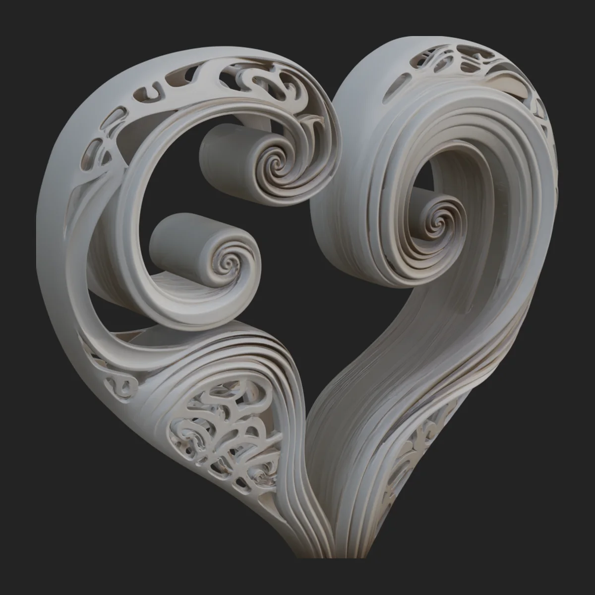 Ornate Swirling Heart Statue Design 1