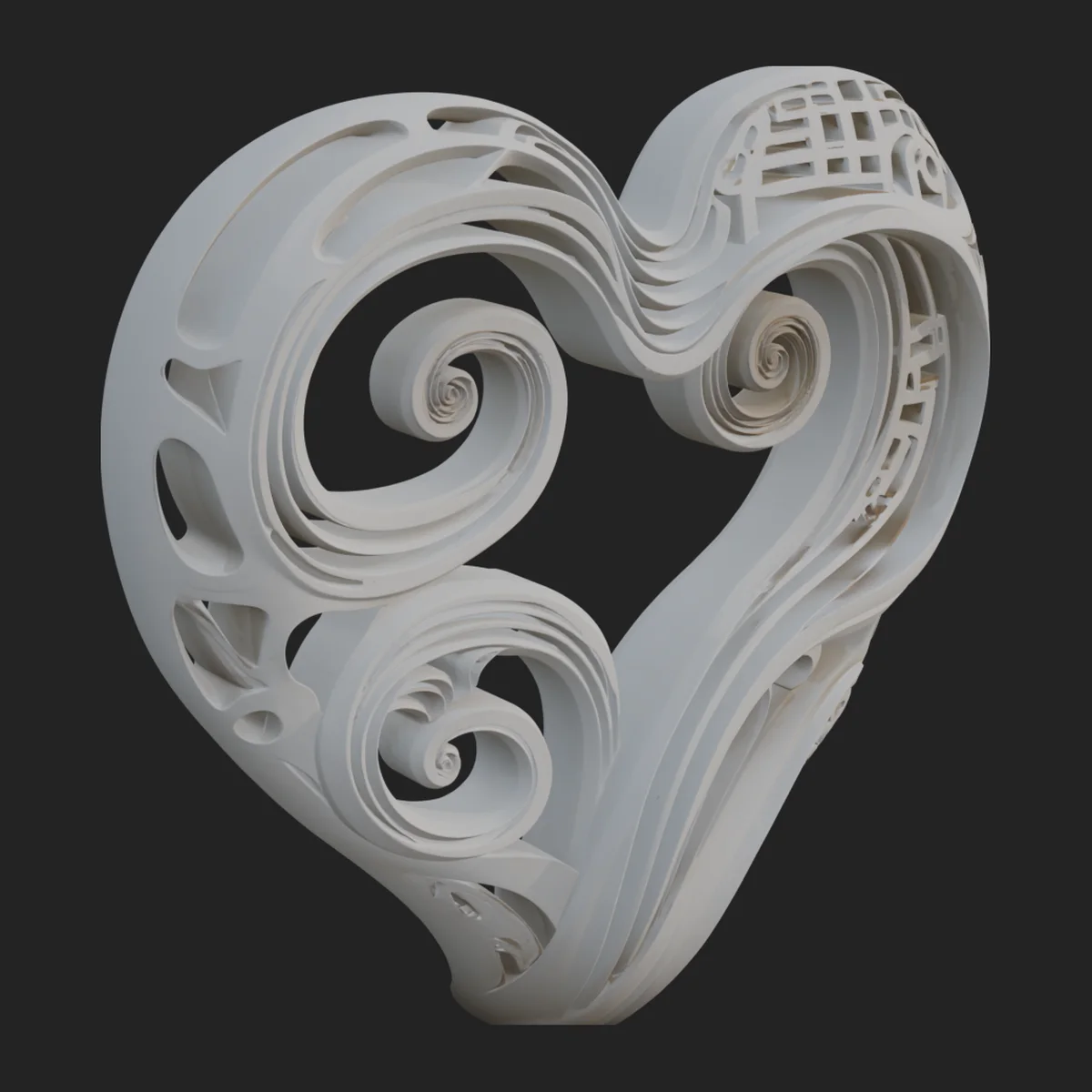 Ornate Swirling Heart Statue Design 2