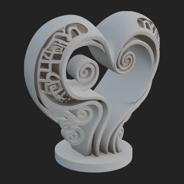 Ornate Swirling Heart Statue Design 3