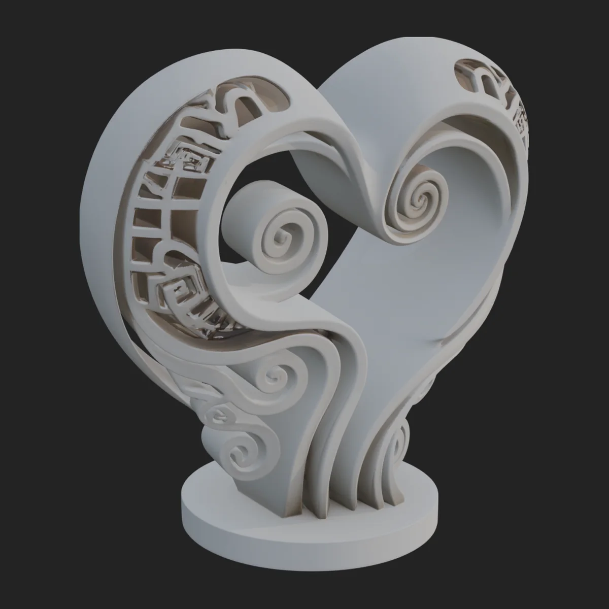 Ornate Swirling Heart Statue Design 3