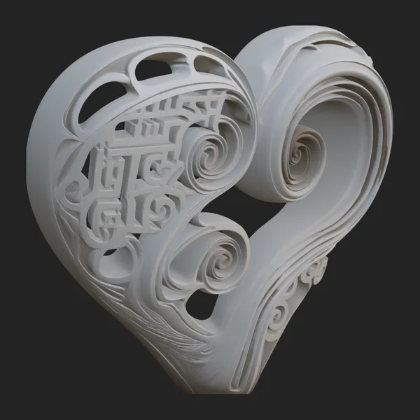 Ornate Swirling Heart Statue Design 4