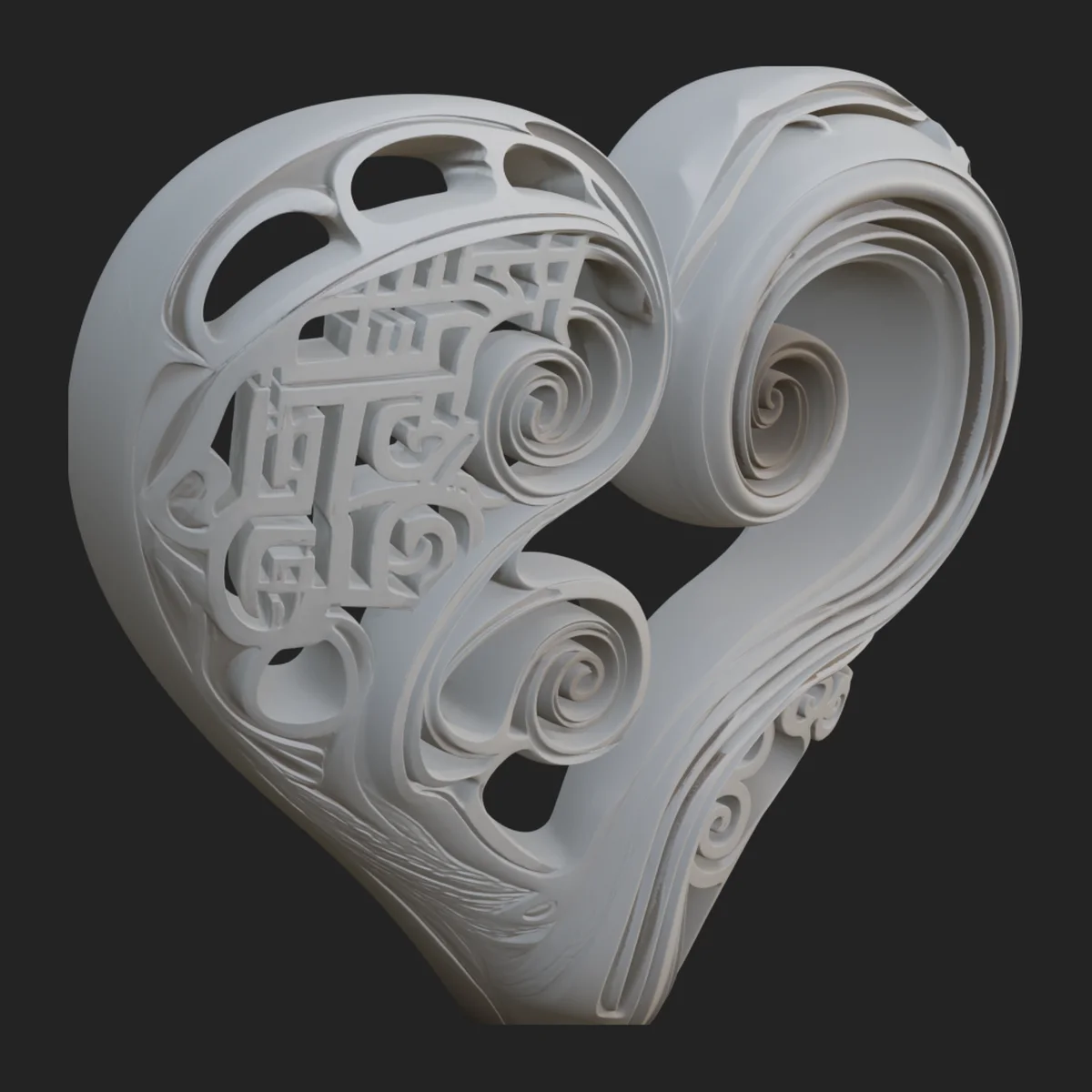Ornate Swirling Heart Statue Design 4