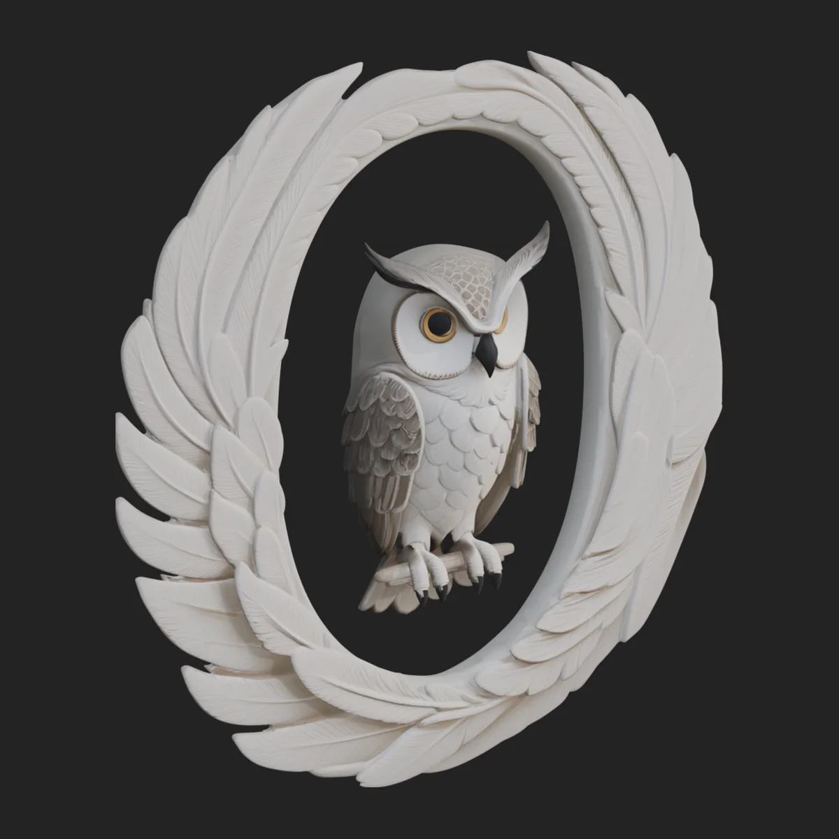 Owl Feather Wreath Plaque Design 1