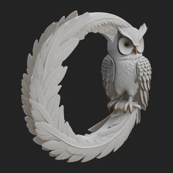 Owl Feather Wreath Plaque Design 3