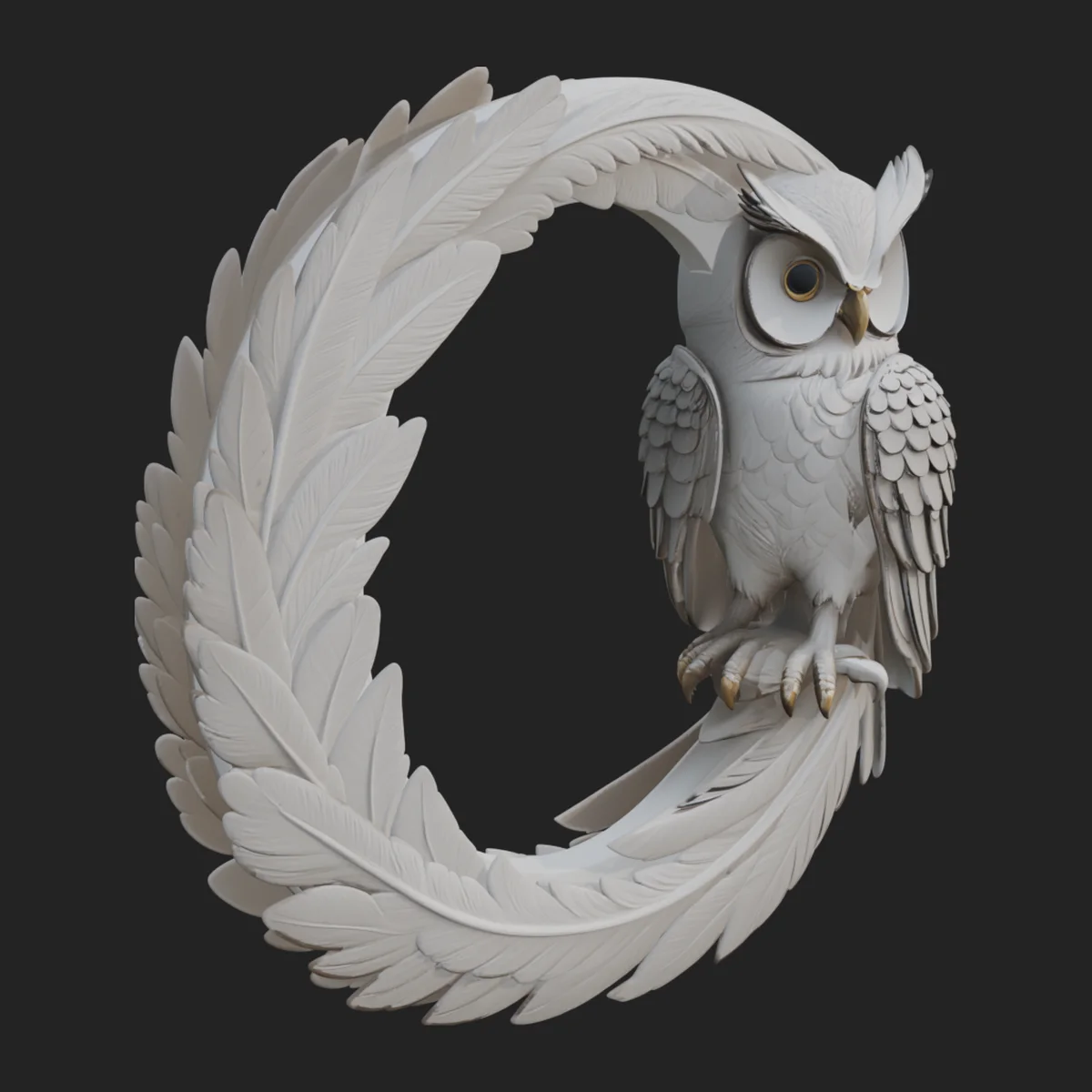 Owl Feather Wreath Plaque Design 3