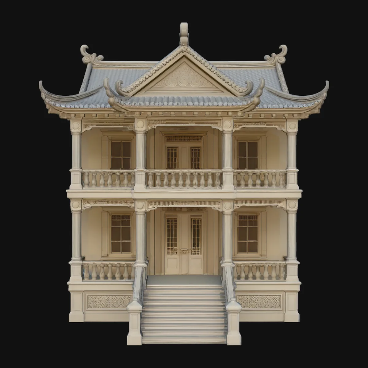 Pagoda Roof Villa Model Design 4