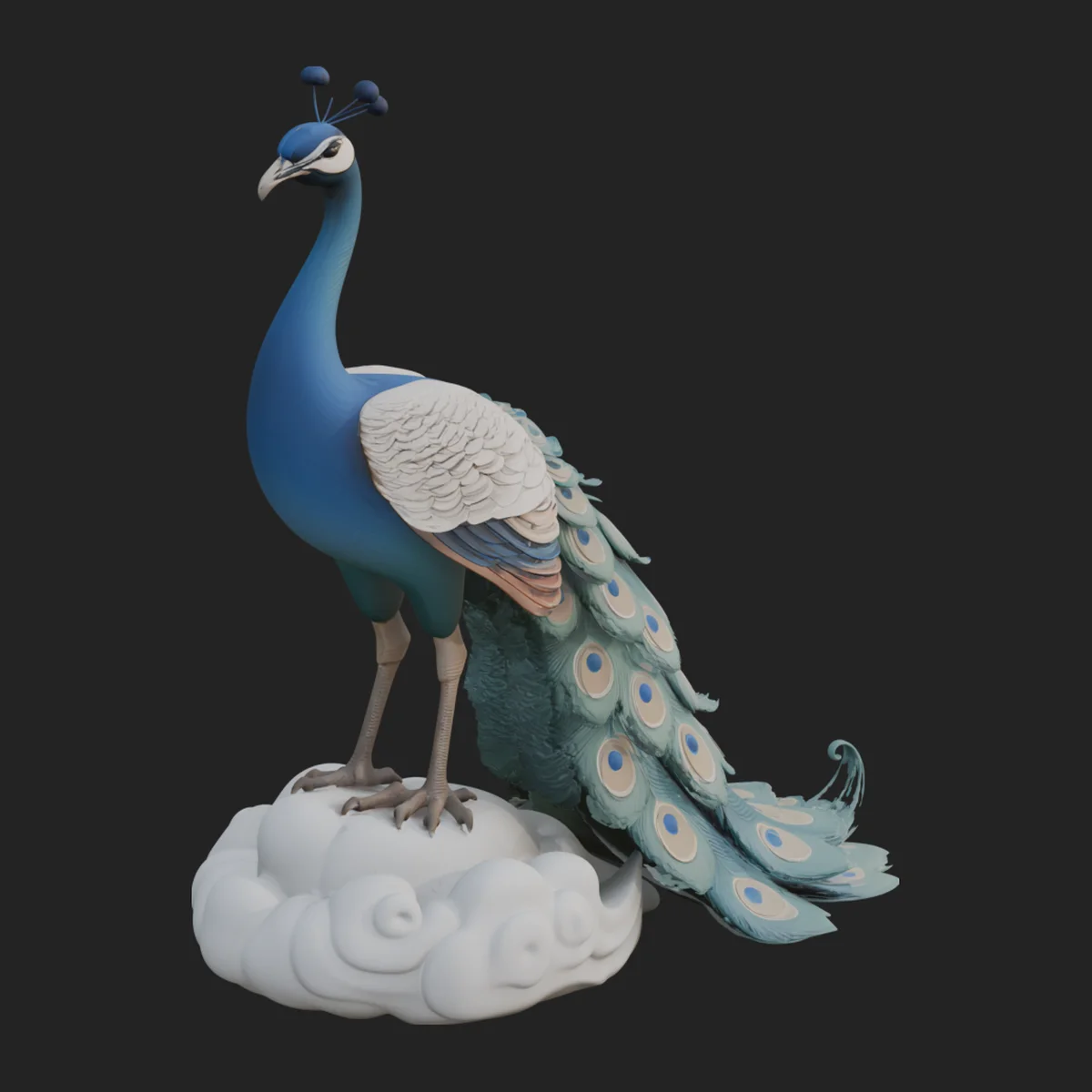 Peacock on Cloud Statue Design 1