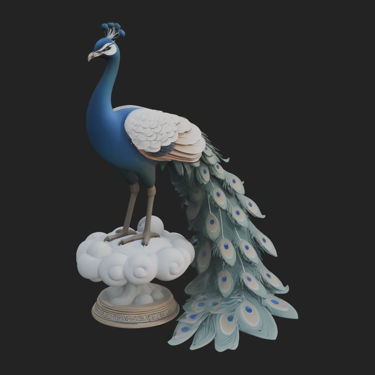 Peacock on Cloud Statue Design 3