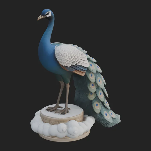 Peacock on Hand Pedestal Statue Design 1