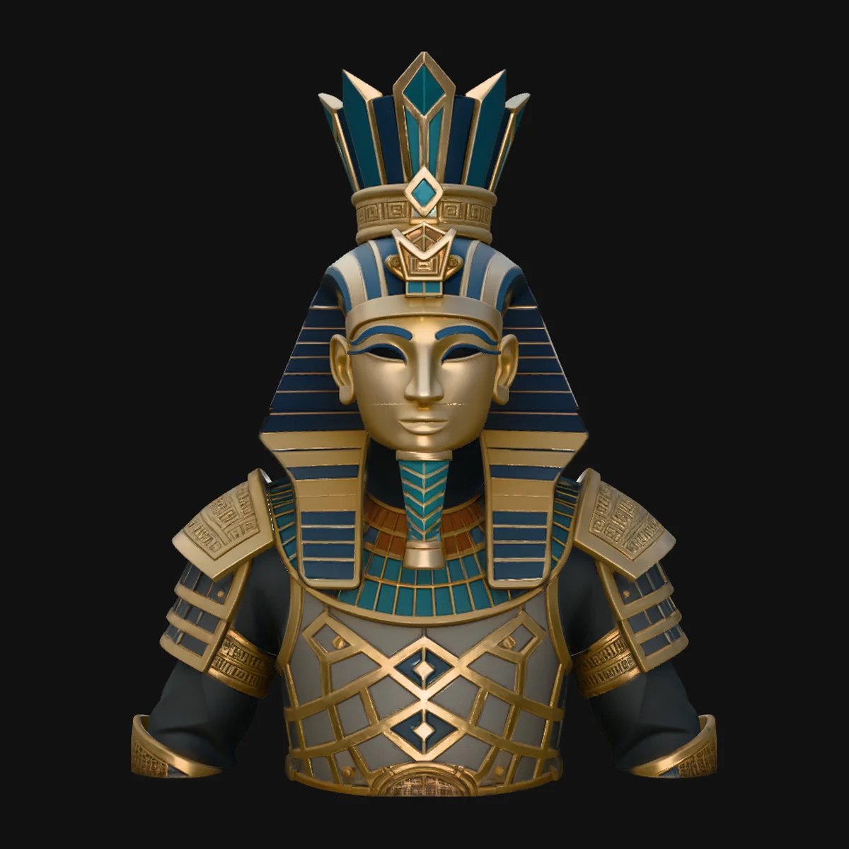 Pharaoh Gold Armor Bust Statue Design 3