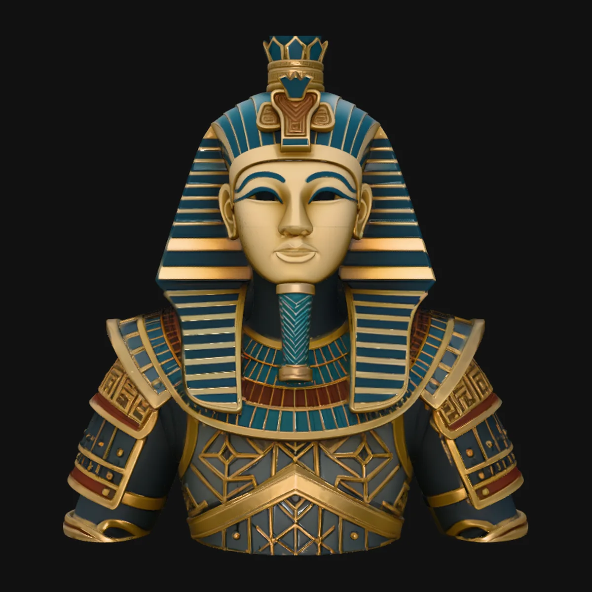 Pharaoh Gold Armor Bust Statue Design 4