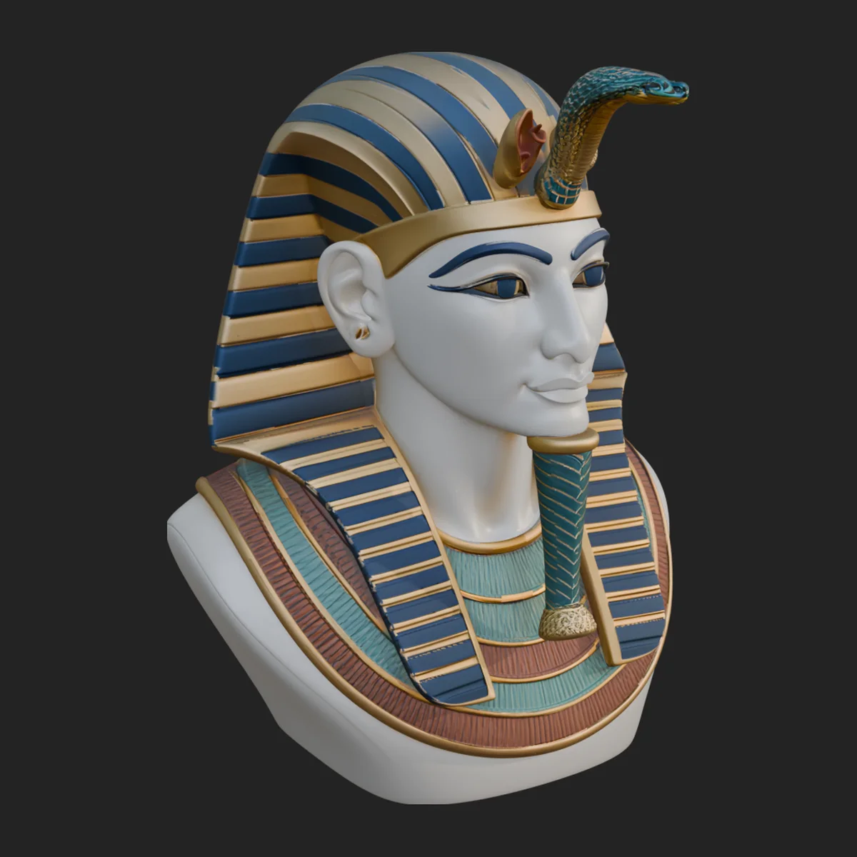 Pharaoh Nemes Bust Statue Design 10