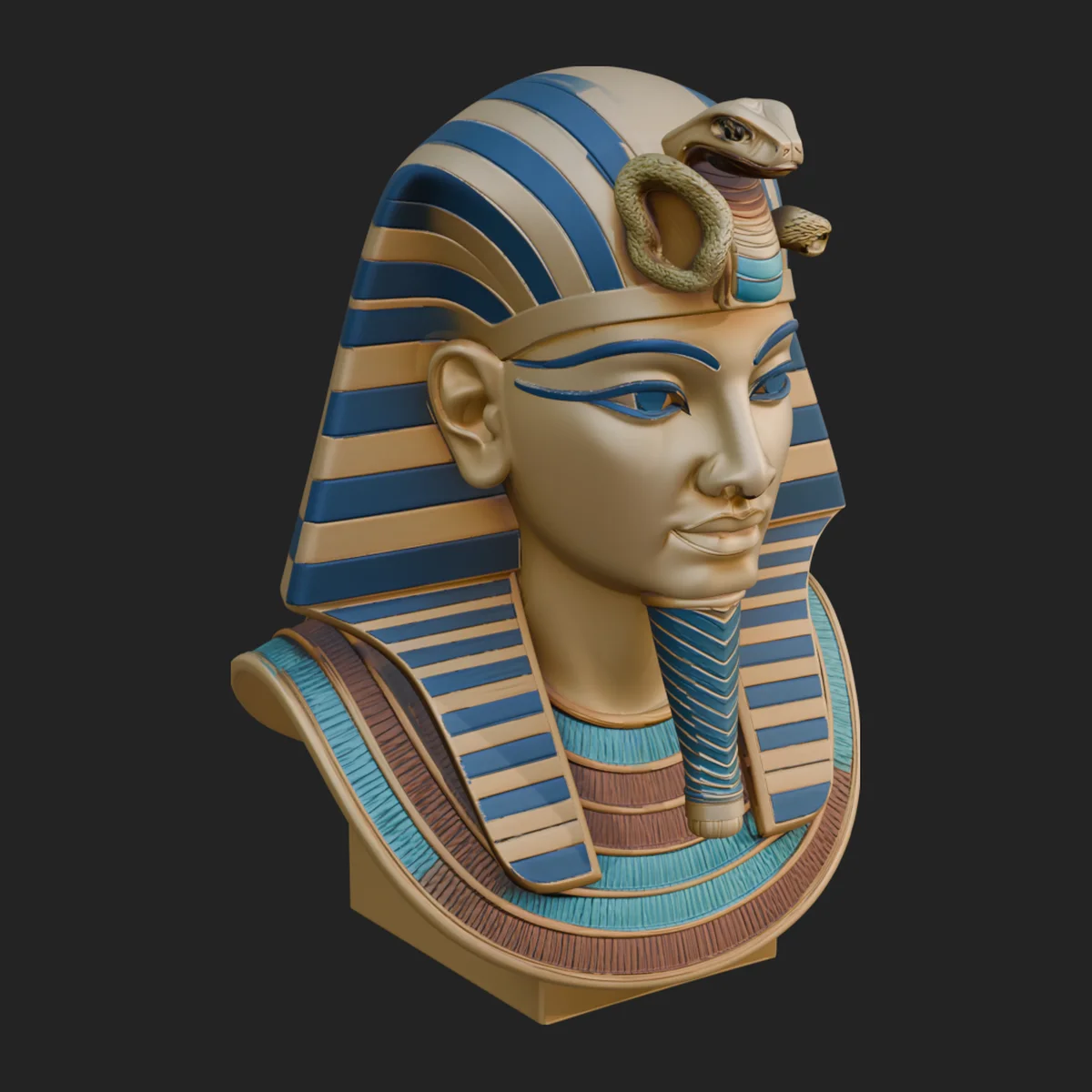 Pharaoh Nemes Bust Statue Design 7