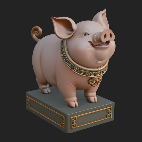 Pig on Pedestal Statue Design 1