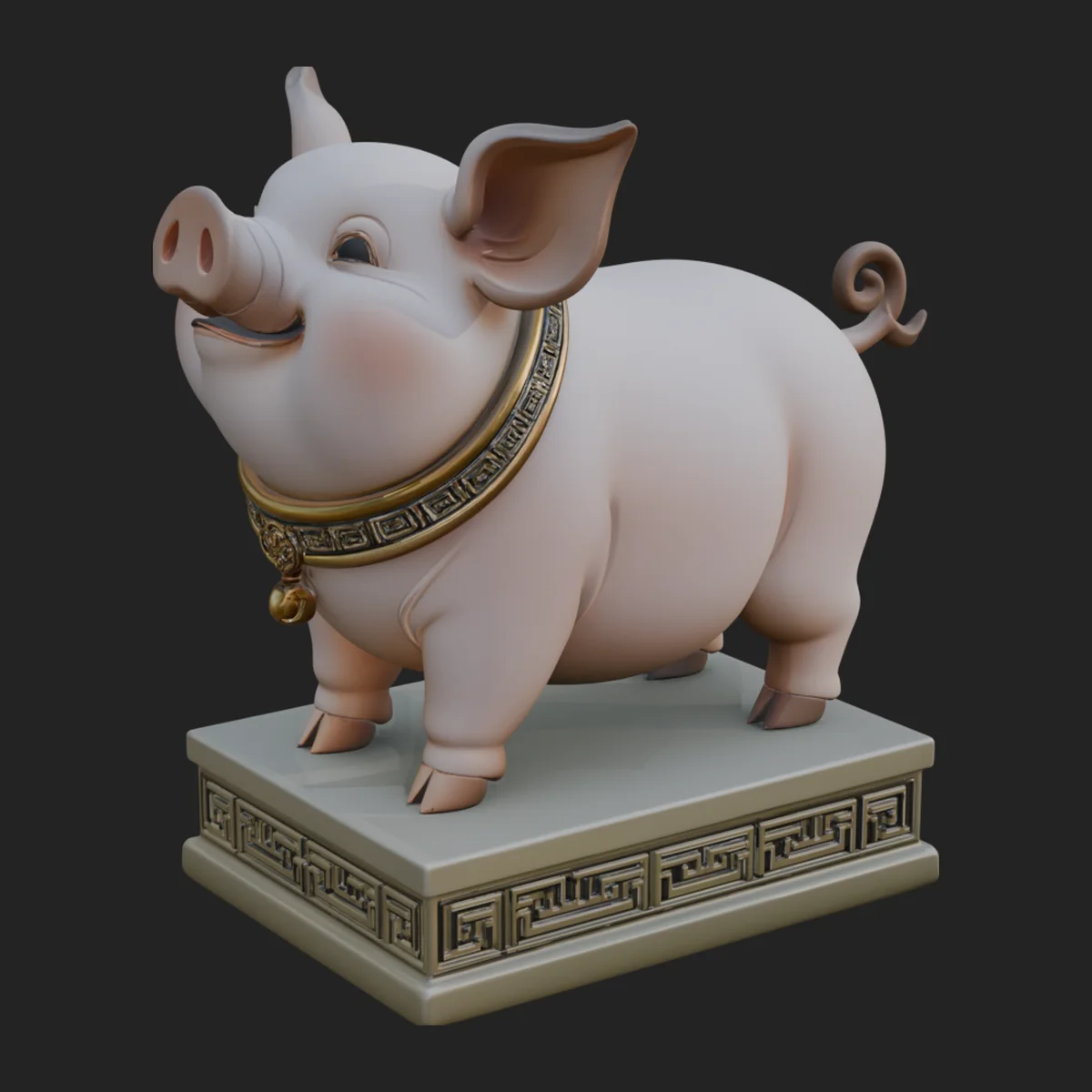 Pig on Pedestal Statue Design 2