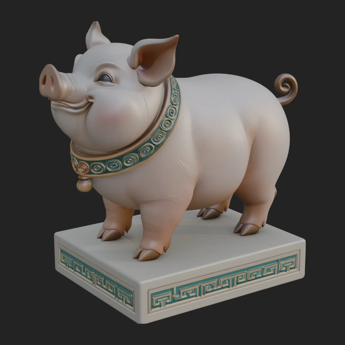 Pig on Pedestal Statue Design 3