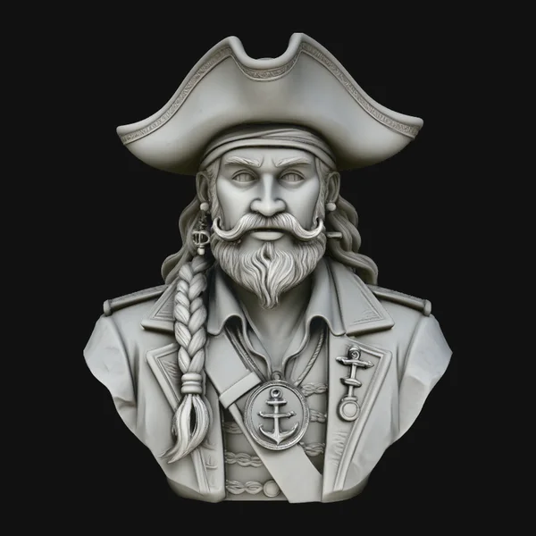 Pirate Captain Bust Statue Design 1
