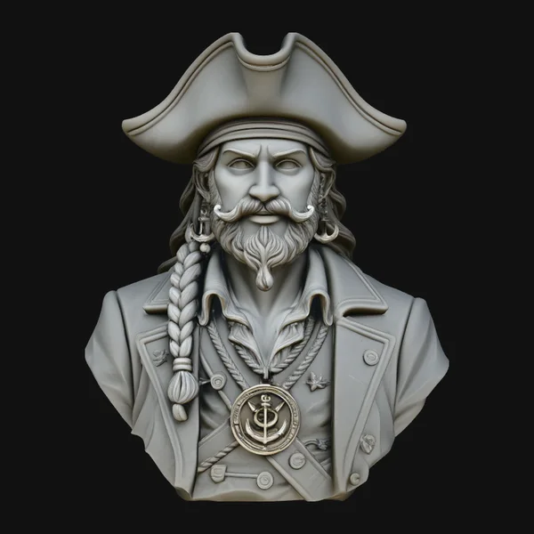 Pirate Captain Bust Statue Design 2