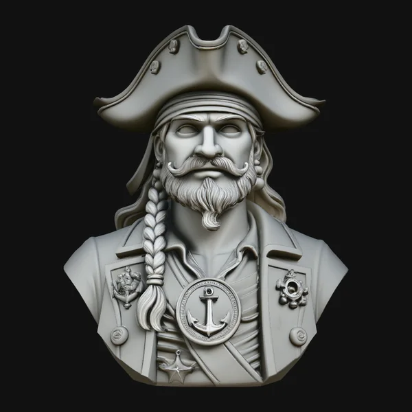 Pirate Captain Bust Statue Design 3